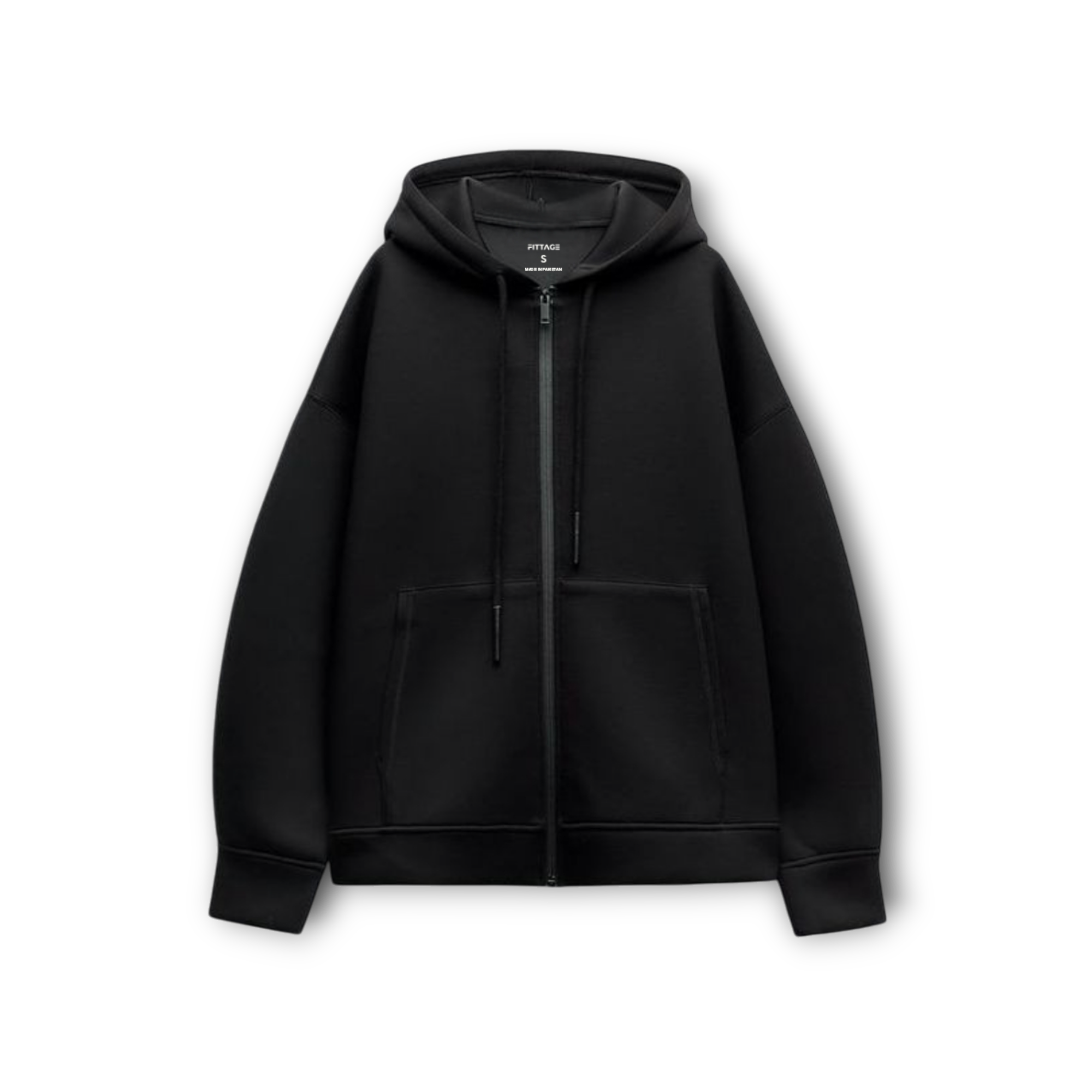FITTAGE MIDWEIGHT UNISEX BLACK ZIPPER HOODIE