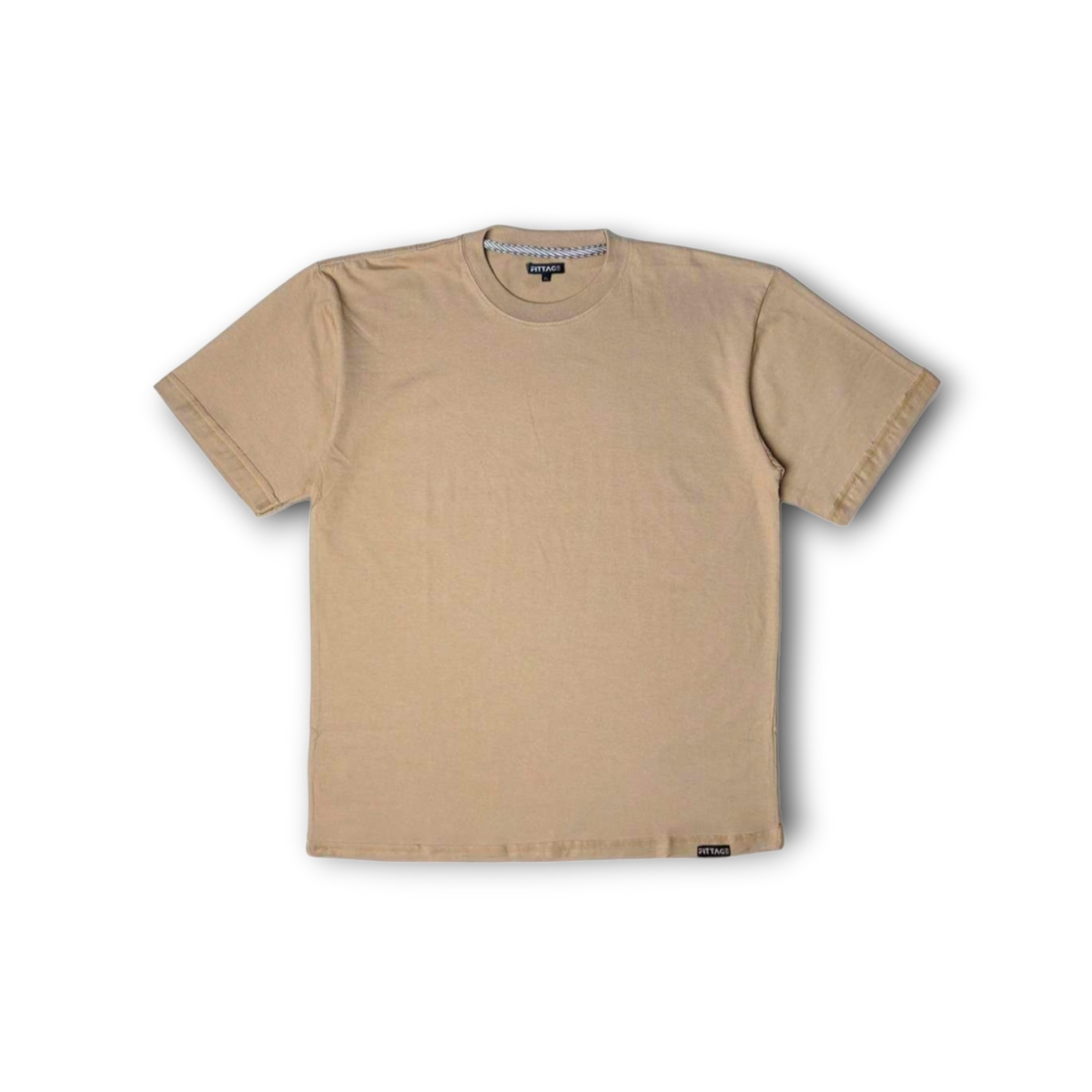 BEIGE PLAIN REGULAR FIT TEE