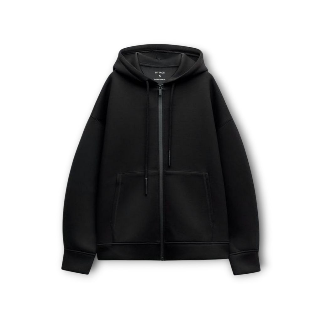 FITTAGE MIDWEIGHT UNISEX BLACK ZIPPER HOODIE